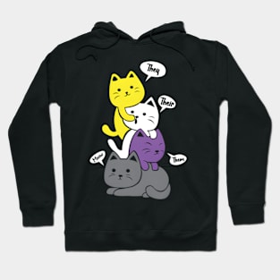 Nonbinary They Their Them Meow Non-Binary Flag Kawaii Hoodie